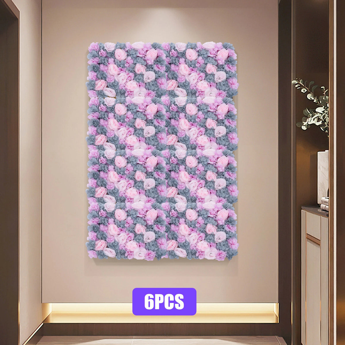 6 Pcs Artificial Flower Wall Panel for Wedding Venue Decor
