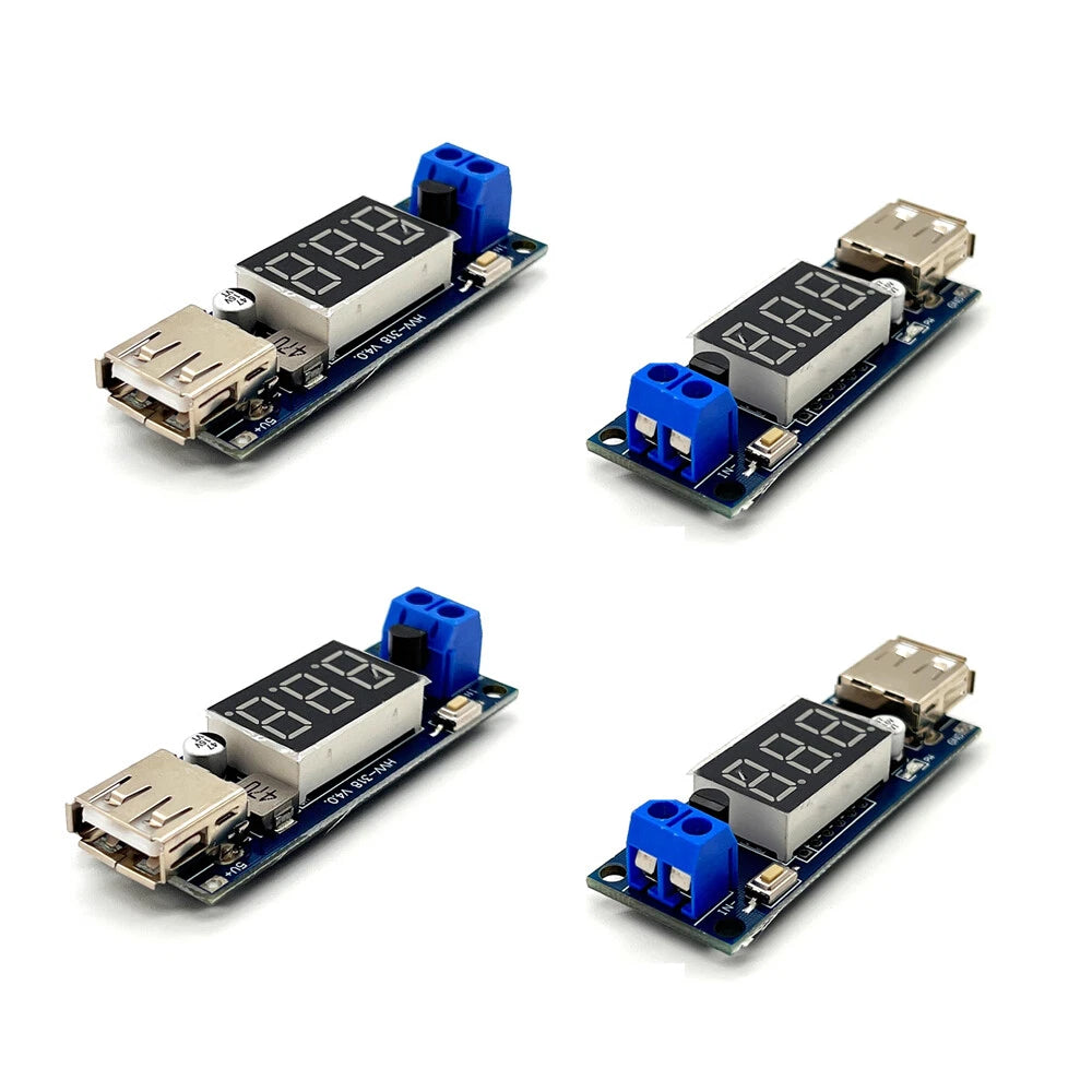 4X DC-DC Step Down Buck Converter to 5V USB Module with Voltmeter