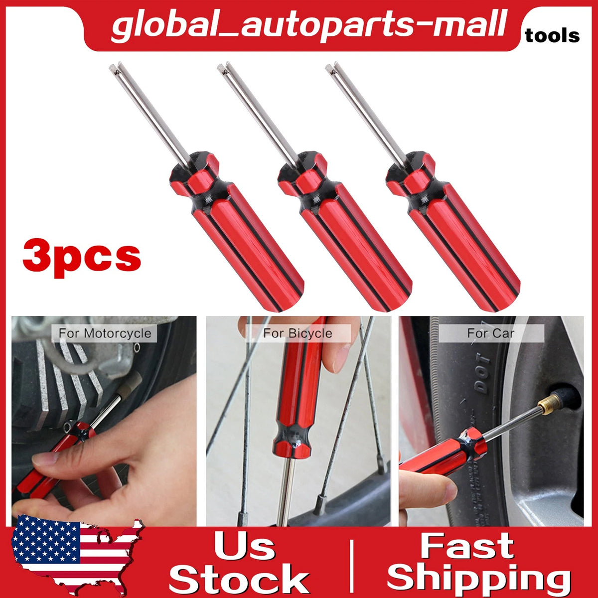 3X Valve Stem Core Remover Tool for Car (6523339)