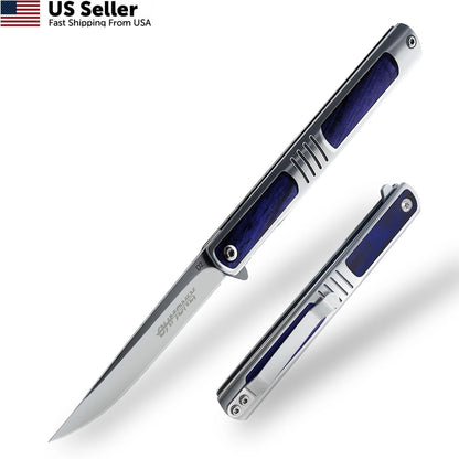 Folding Knife for Men 3.5 Inch Pocket Knife - Blue and Silver