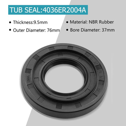 Front Load Washer Tub Bearings and Seal Kit for LG Black
