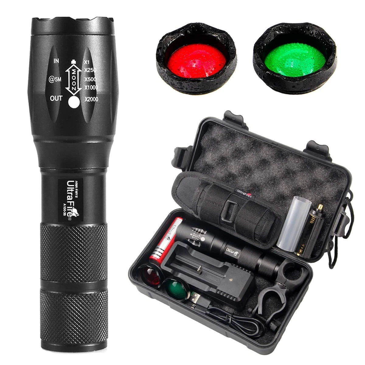 ULTRAFIRE A100 Tactical Flashlight 800 Lumens LED Zoomable Black