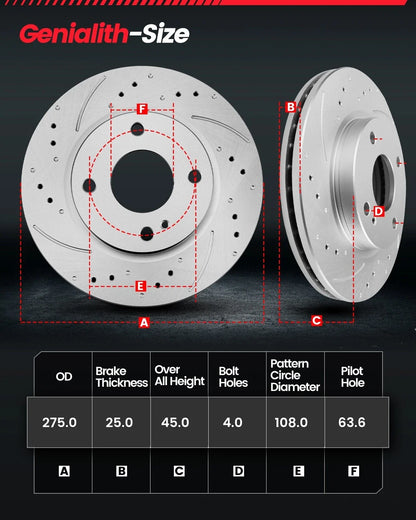 Front Brake Rotors & Ceramic Pads Kit for Ford Focus (2008–2011)