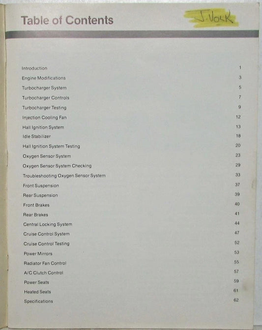 Turbo Service Information for Audi 5000 (1980)