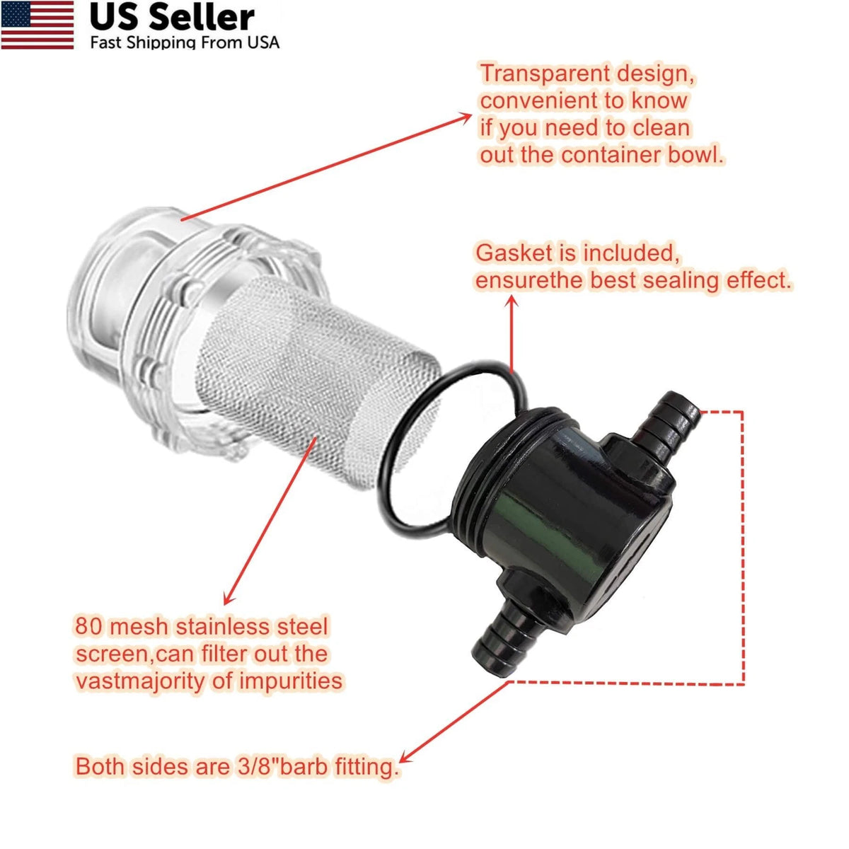 1/2 Inch Water Pump Strainer for RV Filter