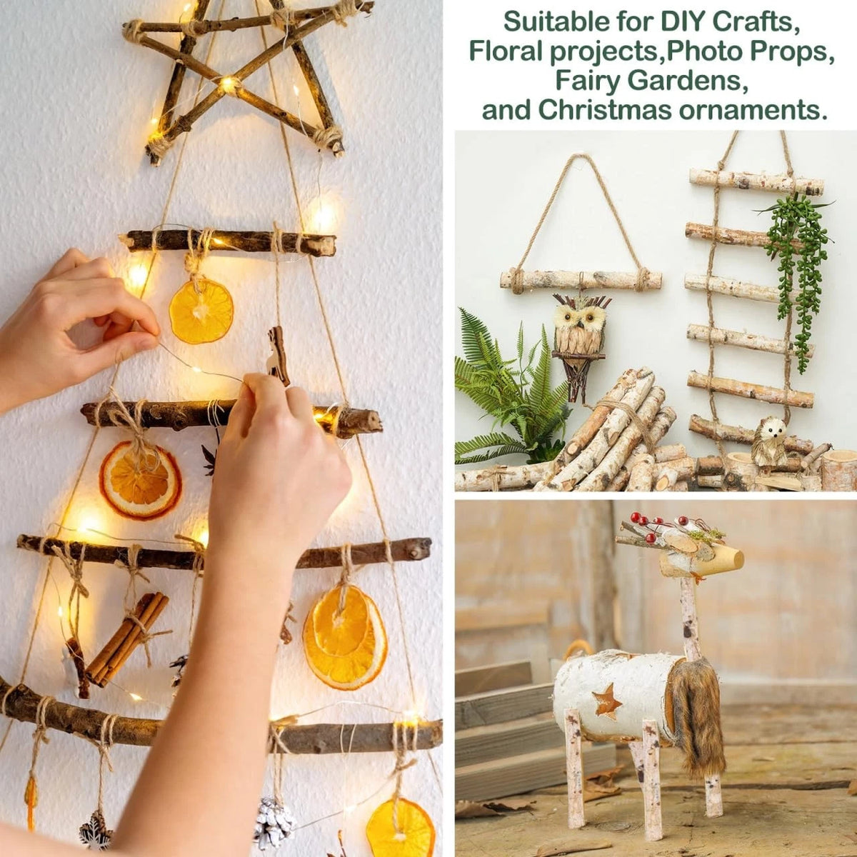Set of 6 Small Birch Logs for Fireplace Crafts