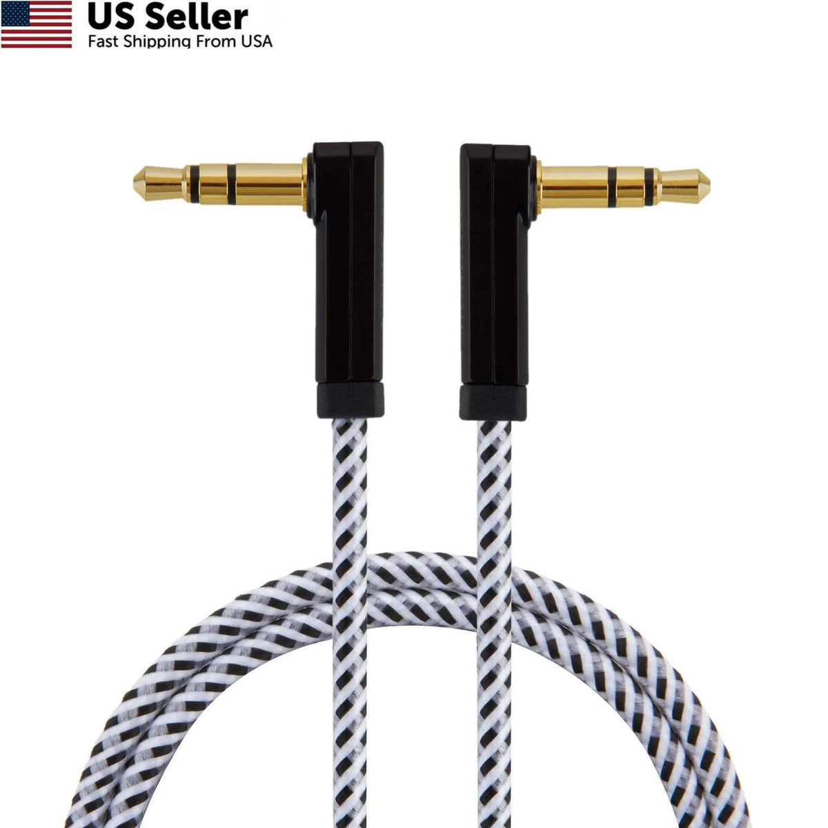 3.5mm Aux Cable 6FT for Various Devices (90 Degree Male)