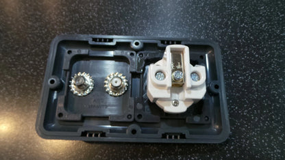 3 Pin Socket with TV/Satellite Grey Surround for Motorhome/Caravan/Boat