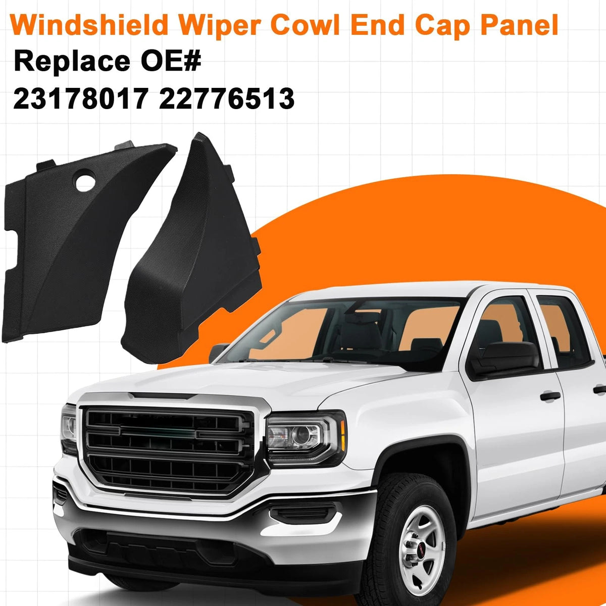 Windshield Wiper Cowl End Cap Panel Set of 2 for GMC Sierra