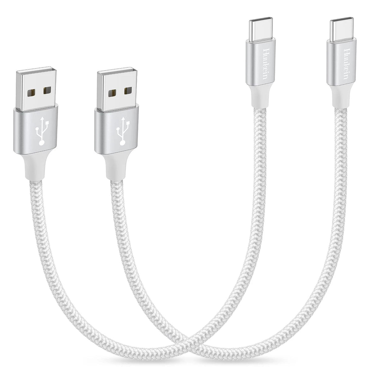 2X Short USB C Cable 1ft for Carplay (A to C) - White