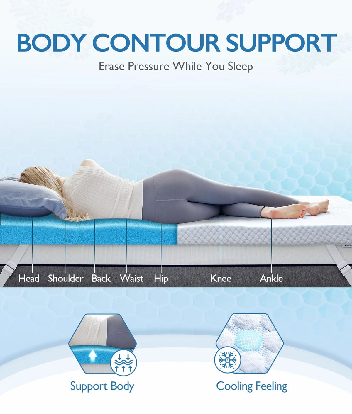3 Inch Cooling Memory Foam Mattress Topper for Pressure Relief
