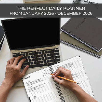 Durable Daily Planner for 2026 (7" x 10", Black)