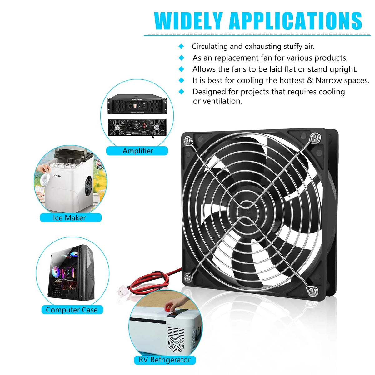 2-Pack 120mm DC 12V Fans for Computer (No Specific Part Numbers)
