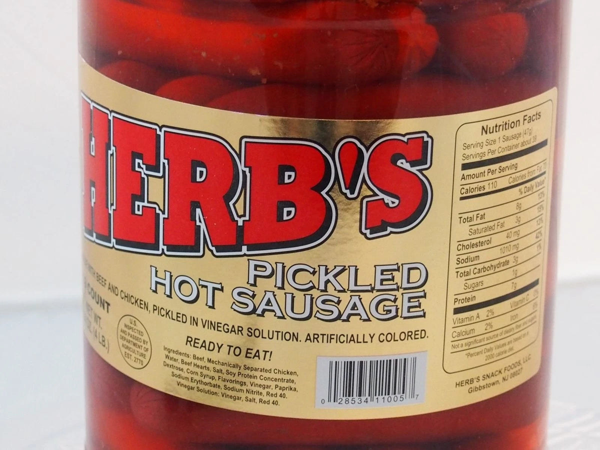 1 Gal. Jar of Red Hot Pickled Sausage (39 Count) Beef & Chicken