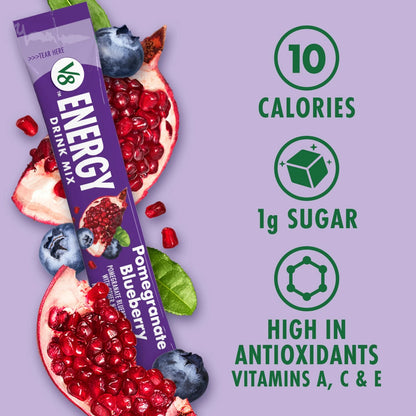 10 Count V8 Energy Pomegranate Blueberry Drink Powder