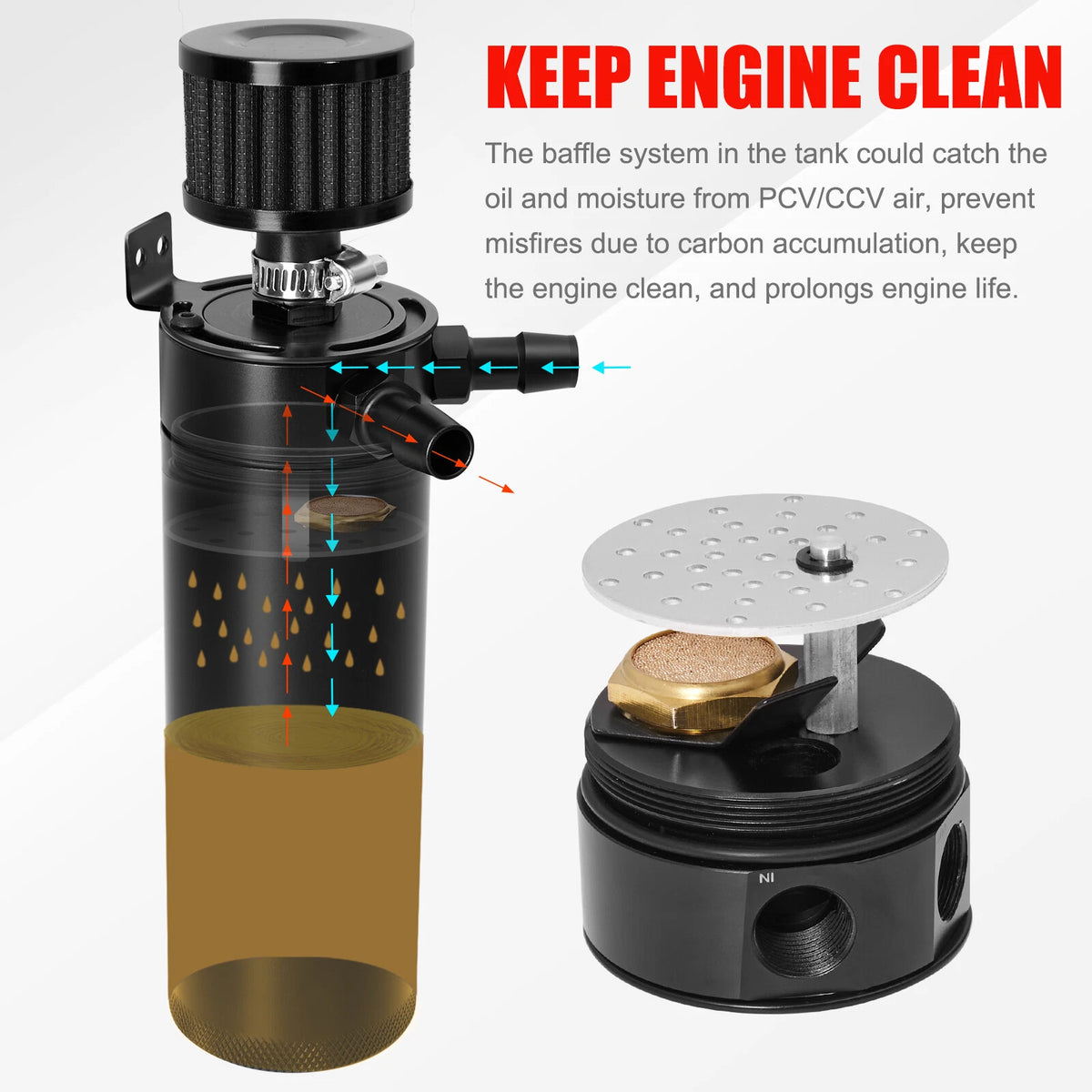 2X Baffled Oil Catch Can Reservoir Tank for Universal Applications