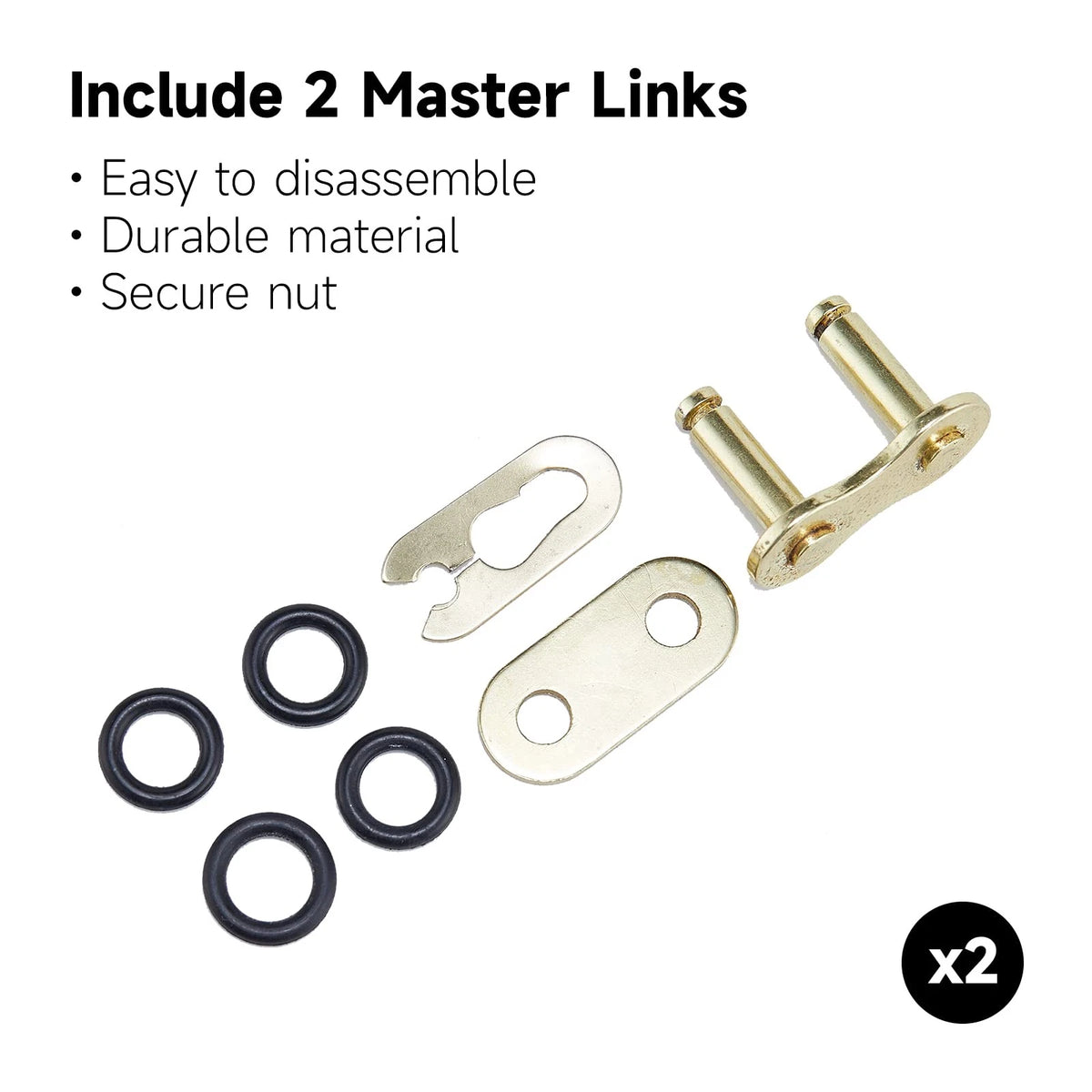 Heavy Duty Motorcycle Chain 130 Links with Master Link & Breaker Tool