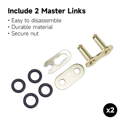 Heavy Duty Motorcycle Chain 130 Links with Master Link & Breaker Tool