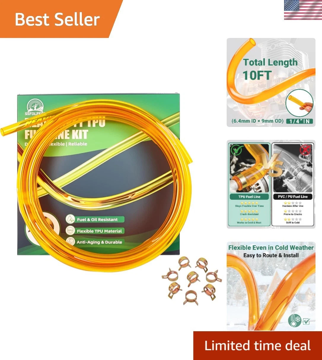 10FT Flexible Fuel Line Hose for Chainsaws (Compatible with )