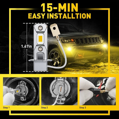 Yellow 3000K H3 LED Fog Light Bulb Conversion Kit for Mini (2000-2023)