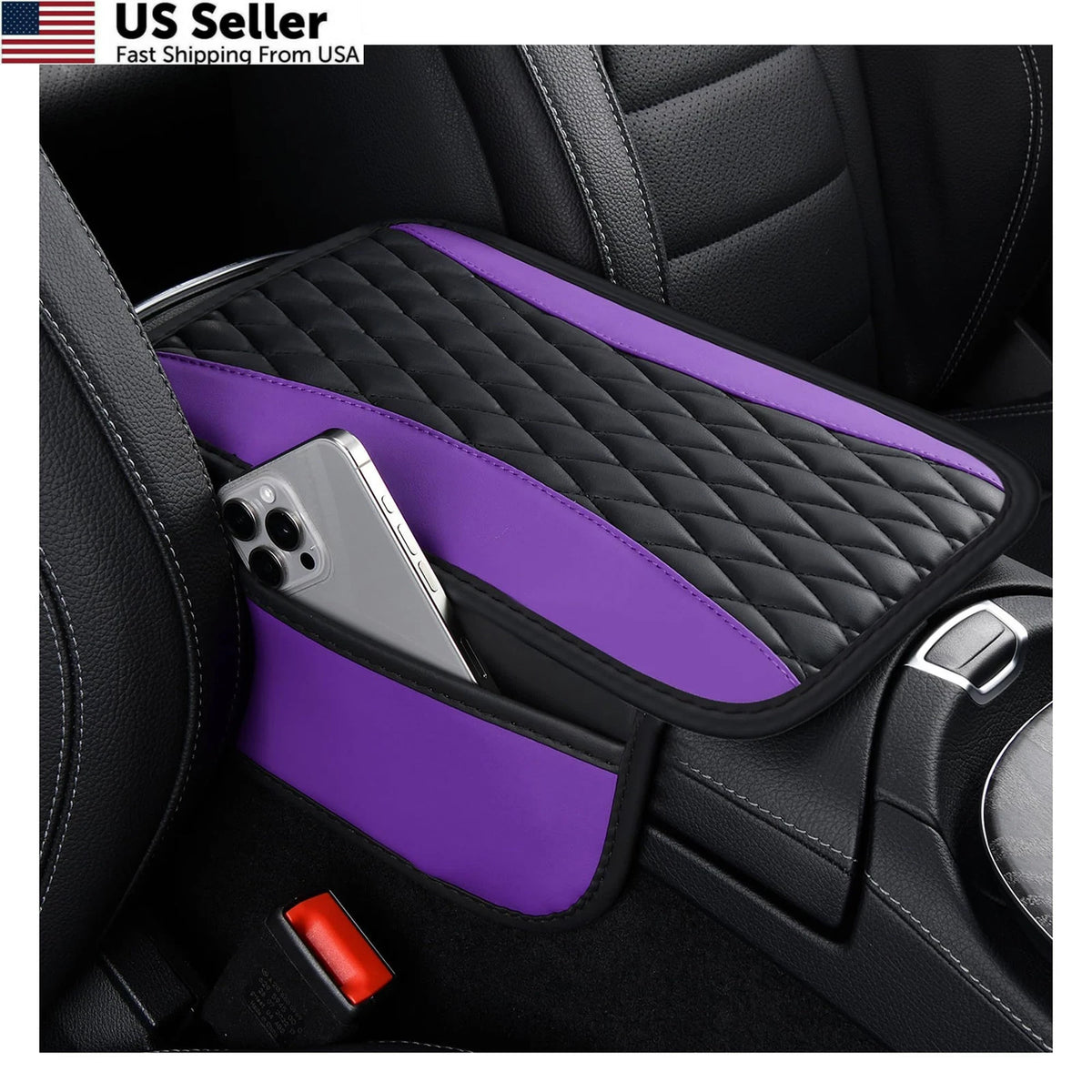 Patchwork Leather Center Console Cover for Universal Fit (12.40x8.07x0.70)
