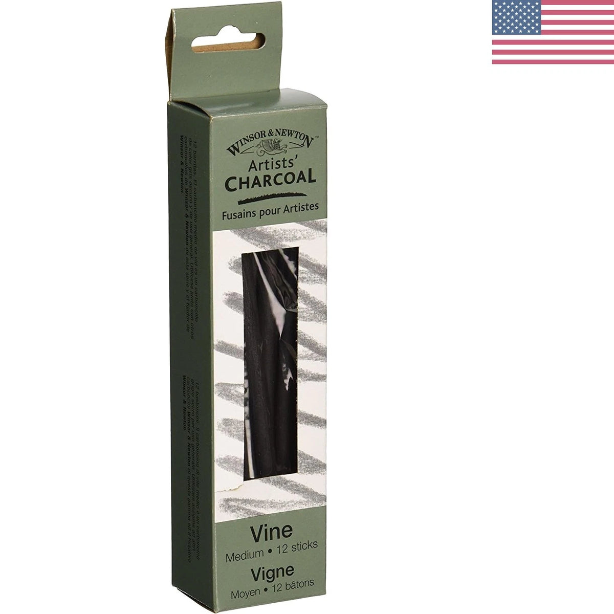 Box of 12 Medium Vine Charcoal Sticks for Artistic Expression