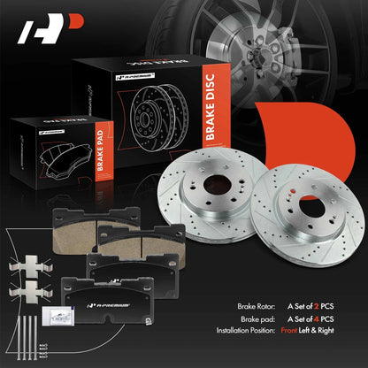 Set of 2 Drilled Brake Rotors & Ceramic Pads for Chevy Silverado 1500 (D2173, S-12166080)