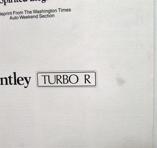 Spirited Elegance Reprints for Bentley Turbo R (1992)