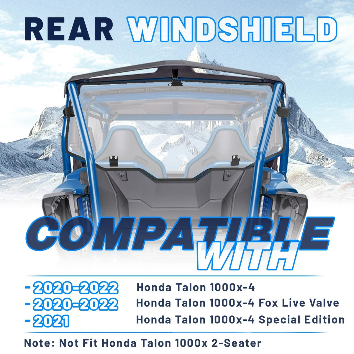 Rear Windshield for Honda Talon 1000X-4 Clear (2020-2023)