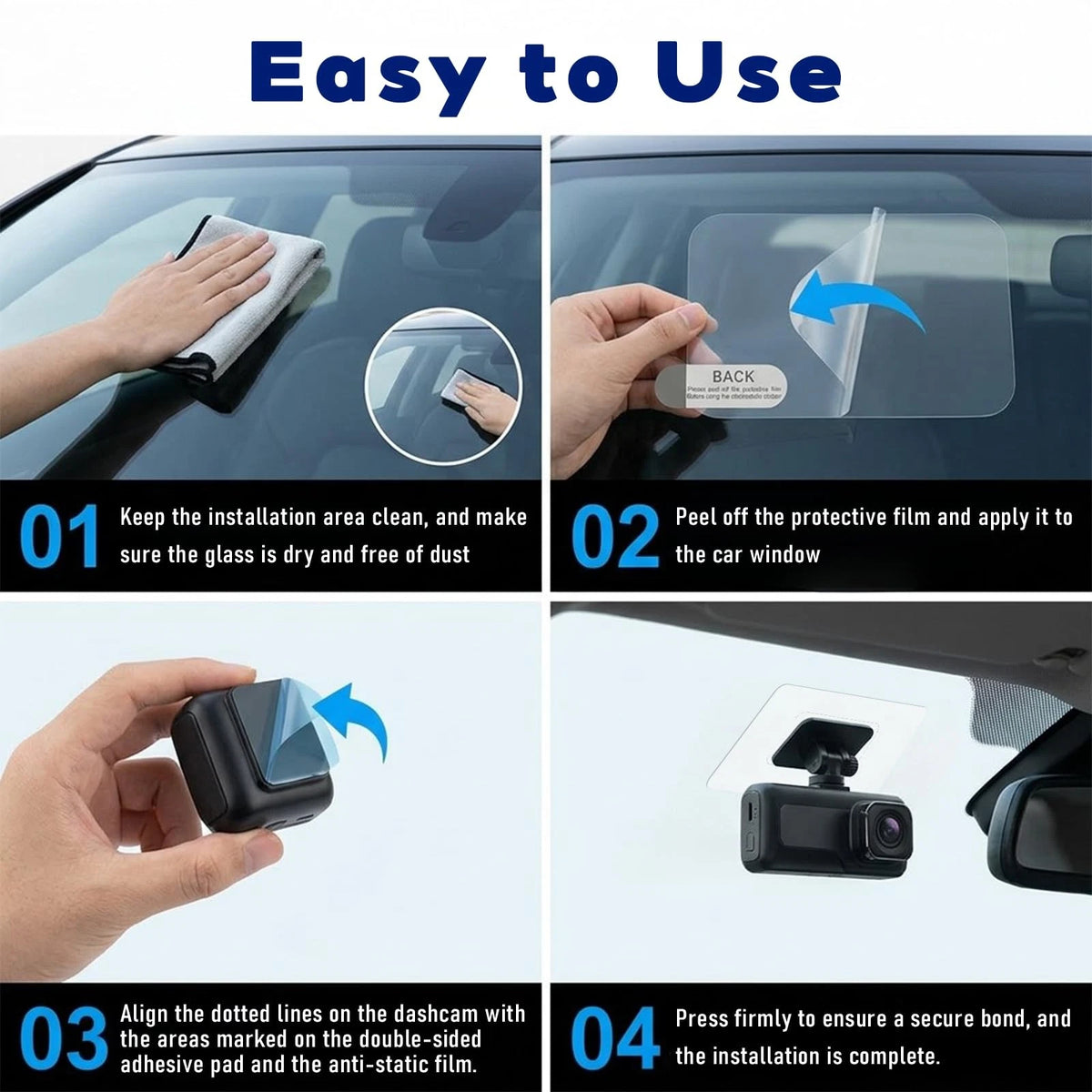 6 Pcs Dashcam Electrostatic Stickers for Universal Use (11x6cm)