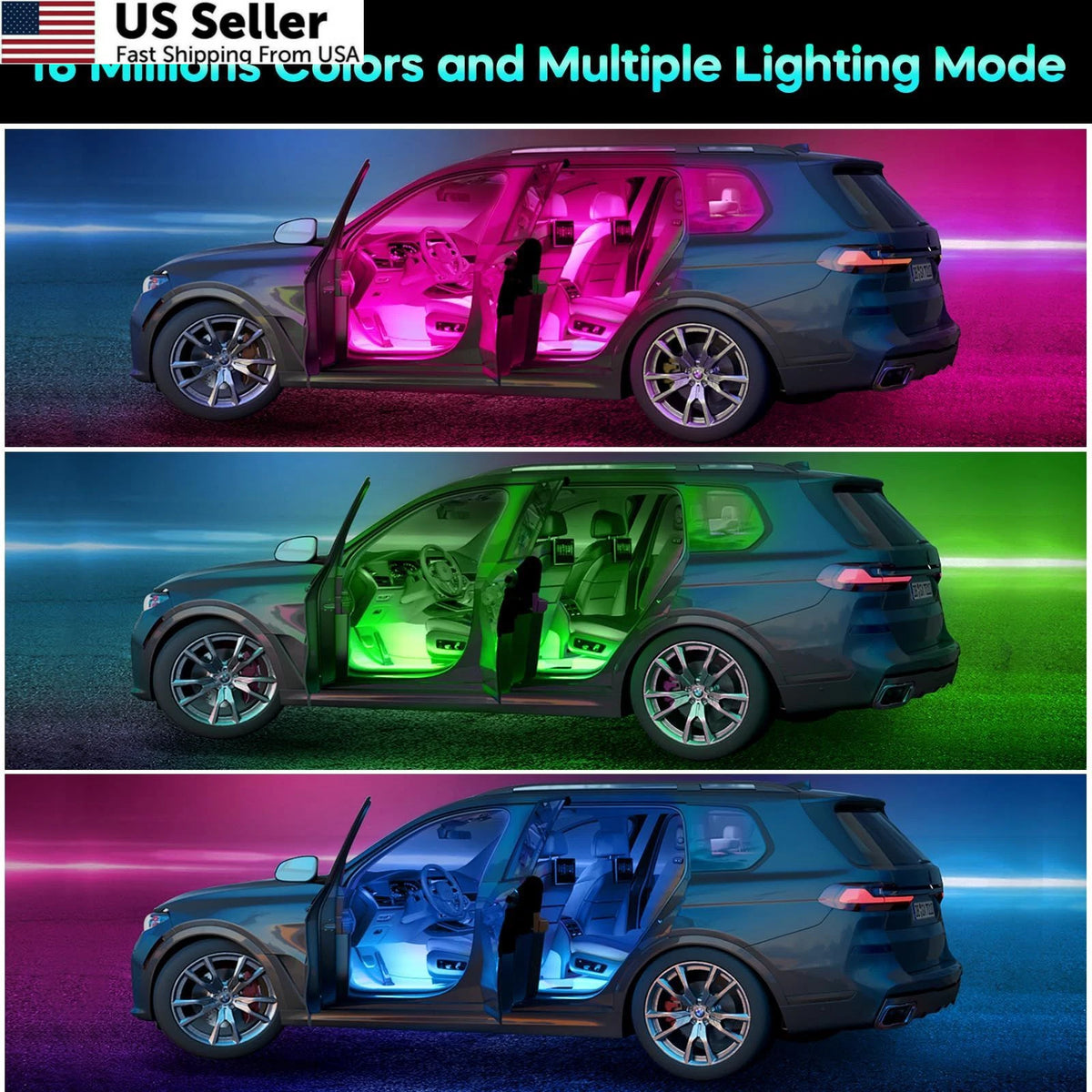 LED Interior Lights for Car Accessories (RGB)