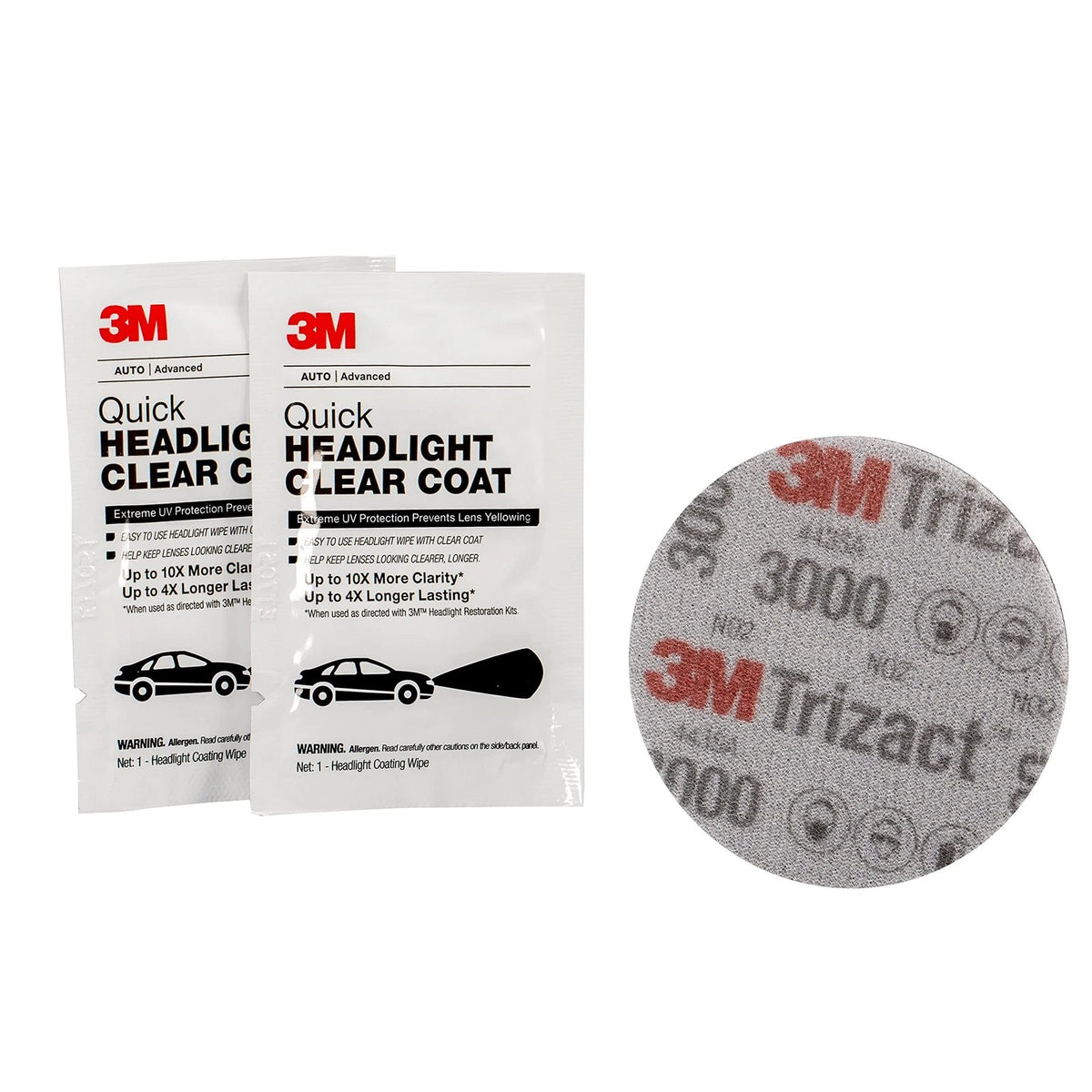 2X 3M Quick and Easy Headlight Restoration Kit for Universal Use