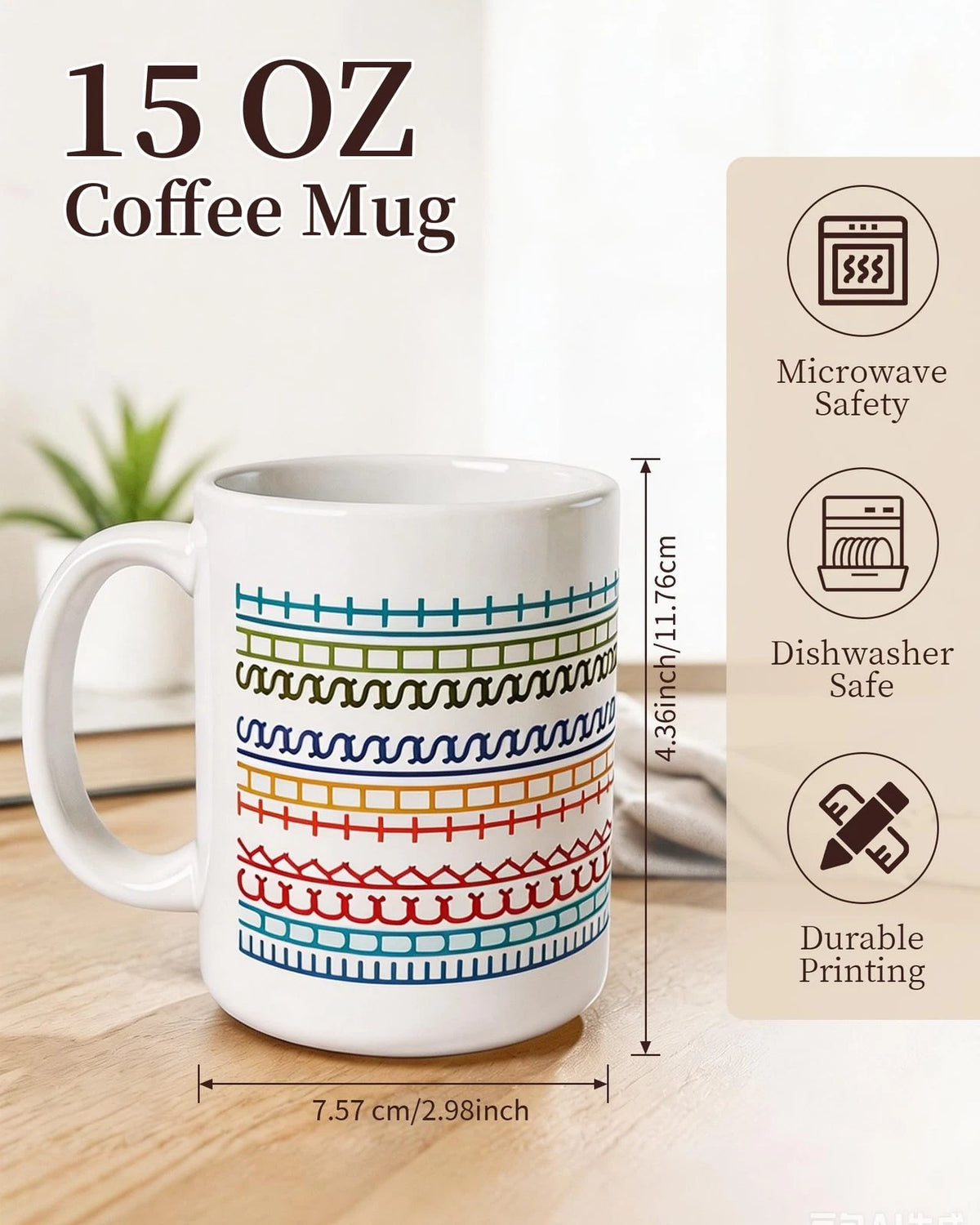 15 oz Ceramic Coffee Mug for Hidden Message (Funny, Rainbow)
