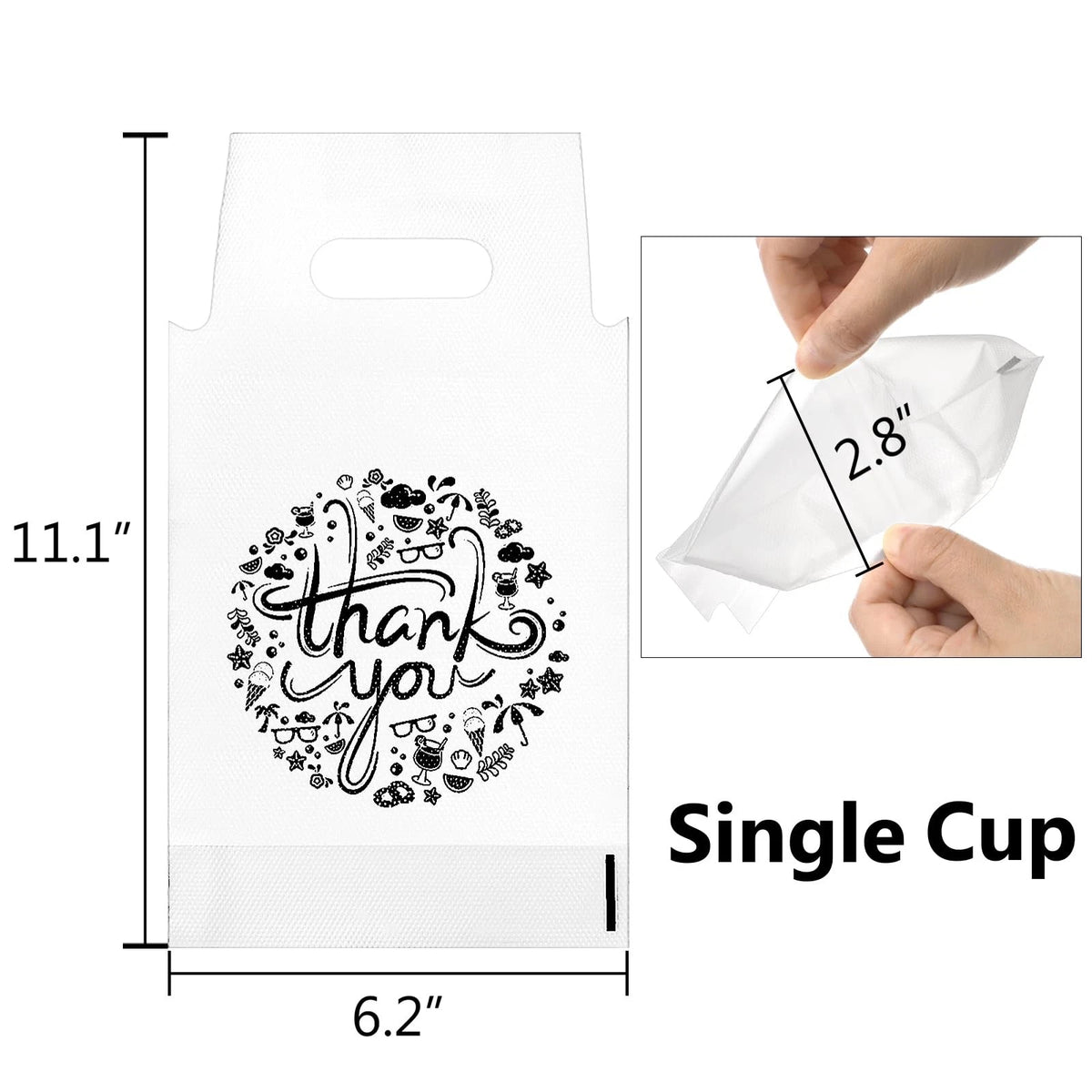 500 Pack Clear Plastic Drinking Bags with Handle for Beverages