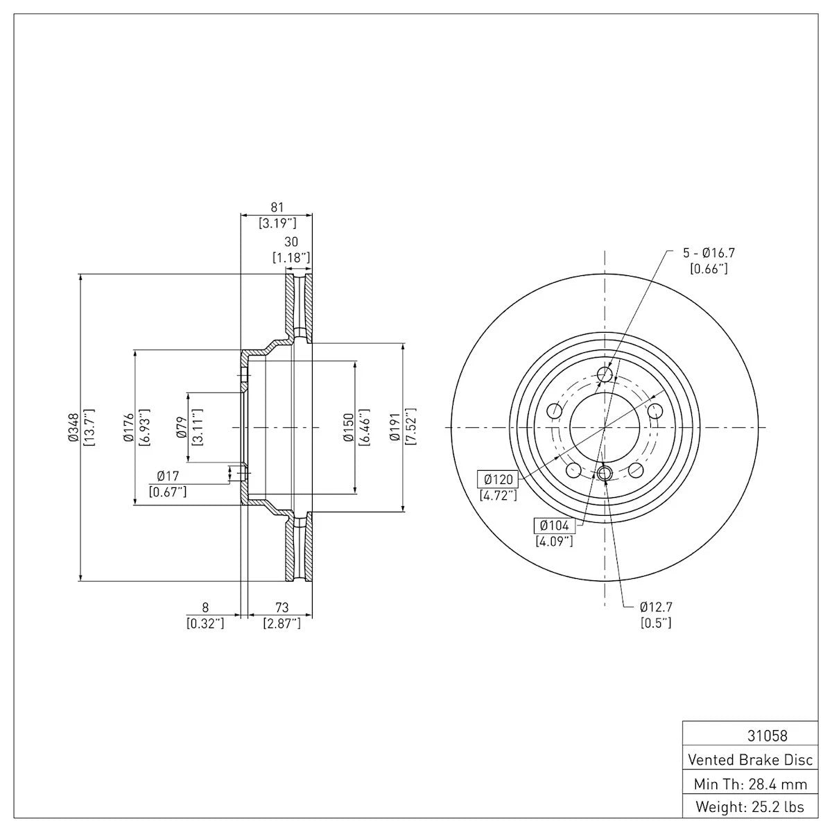 Brake Disc for BMW 750 760 745 (2002–2008) ERE-31058, 34116750267, 34116864057