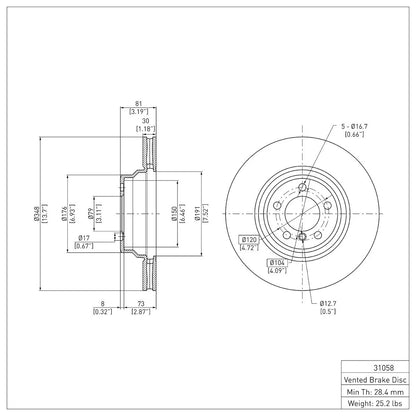 Brake Disc for BMW 750 760 745 (2002–2008) ERE-31058, 34116750267, 34116864057