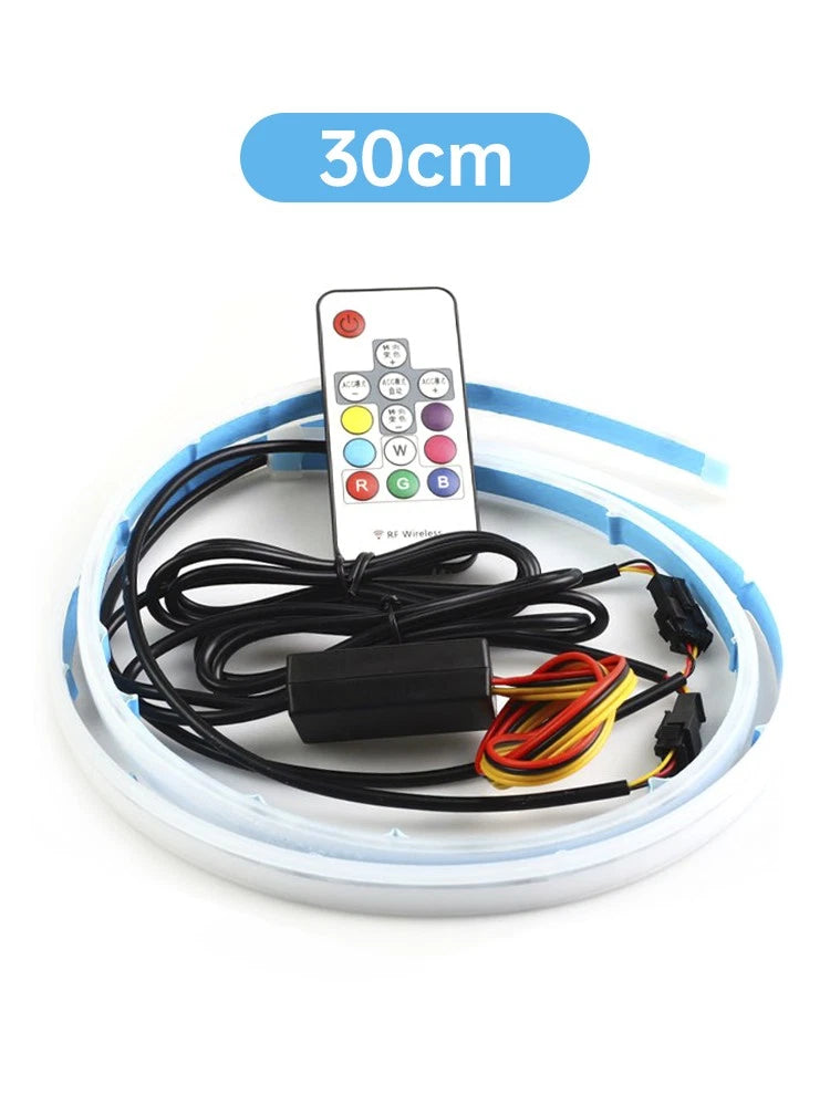 Ultra Thin LED Headlight DRL Eyebrow Strip with Remote Control (30cm)