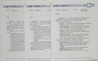 Media Information Press Kit for Chevrolet Corvette Indy Lumina Caprice S-10 (1991)
