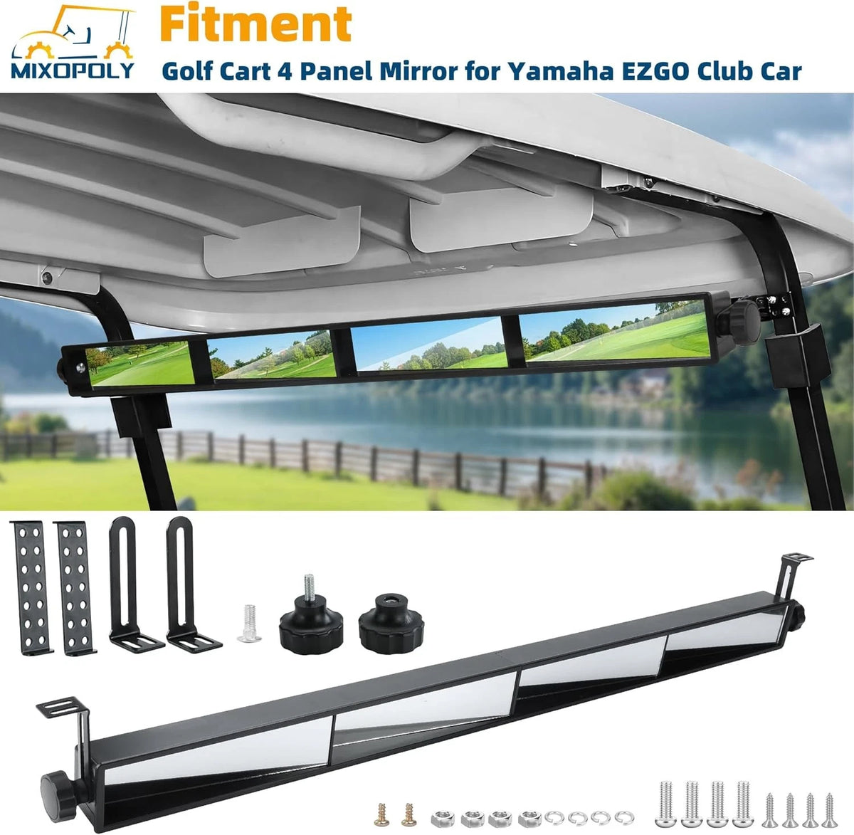 4 Panel Rear View Mirror for Yamaha EZGO Golf Cart