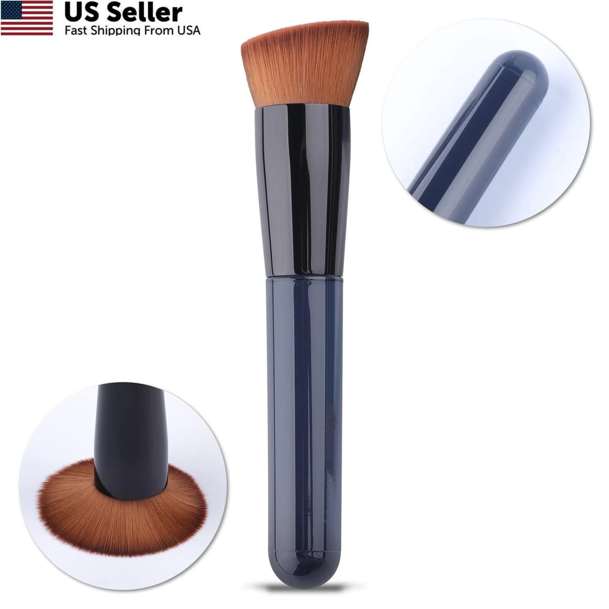 Flat Top Kabuki Brush for Liquid Makeup - Blue