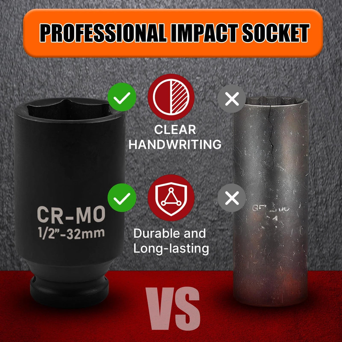 22mm Deep Impact Socket for 1/2" Drive (CR-MO)