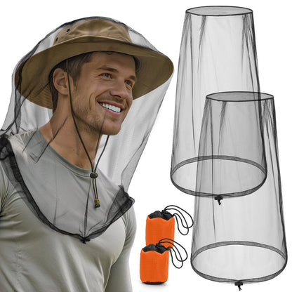 2X Mosquito Head Nets for Universal Use (X-Large, Black)