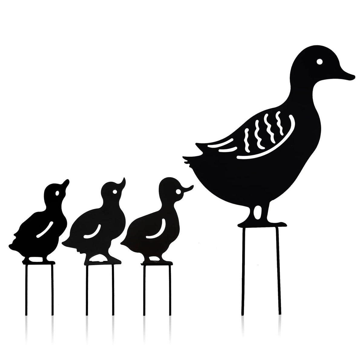Duck Garden Statue for Mallard (13 x 8 x 1 inches) - Metal, Black