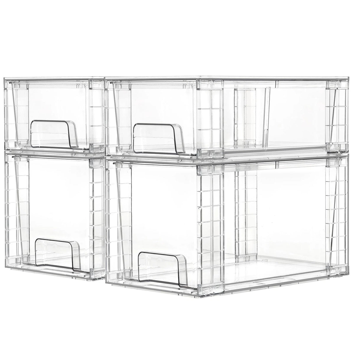 4 Pack Clear Stackable Storage Drawers for Under Sink and Kitchen