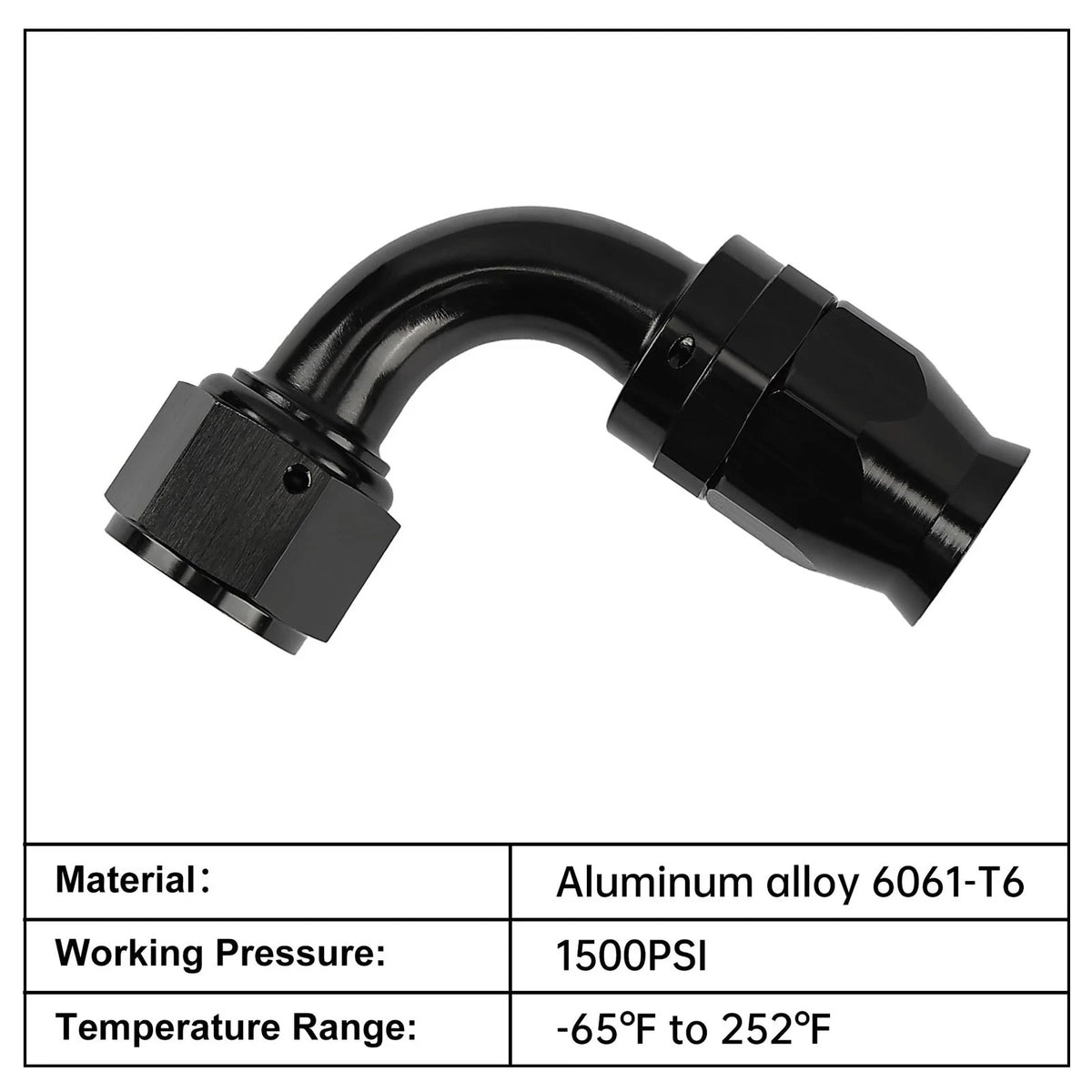 2X 90 Degree 12AN PTFE Hose End Fitting Black for Performance Hoses