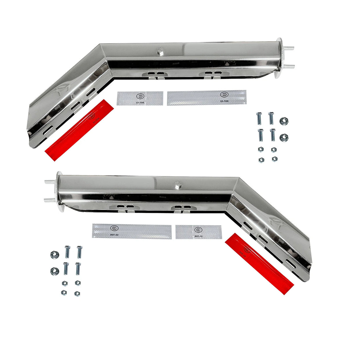 Set of 2 Spring Loaded Mud Flap Hangers for Semi Truck (902004) Chrome