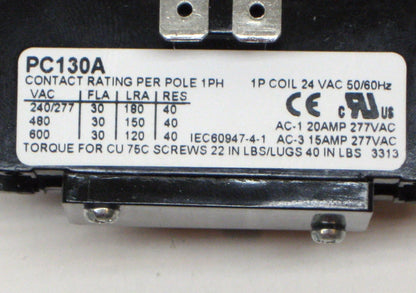 30 Amp 1 Pole A/C Contactor for PC130A (24V)