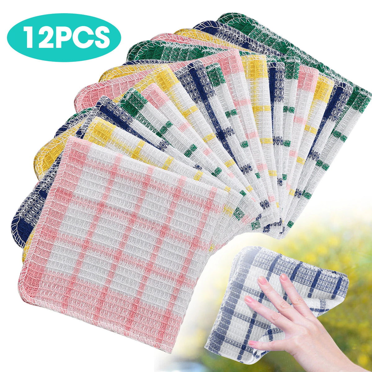 12 Pcs Cotton Dish Cloths for Kitchen Cleaning (30x30cm)