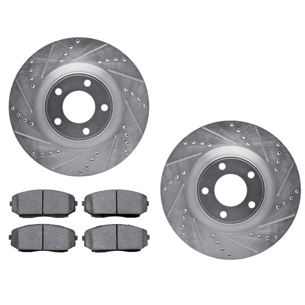 Set of 4 Drilled and Slotted Rotors with Brake Pads for Ford Edge (2007–2014) ALX-PAU-DF-7512-54188-CLA1