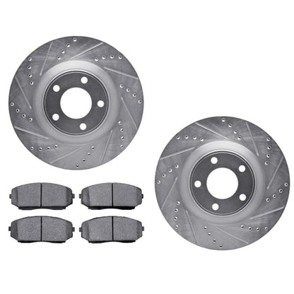Set of 4 Drilled and Slotted Rotors with Brake Pads for Ford Edge (2007–2014) ALX-PAU-DF-7512-54188-CLA1